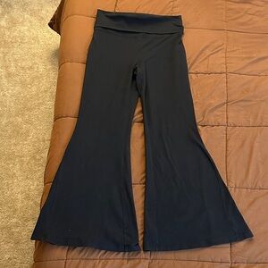Aerie Offline Super Flare Foldover High Rise Black Flared Yoga Pants
